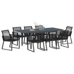 vidaXL Garden Dining Set 9 pcs Black Poly Rattan 3
