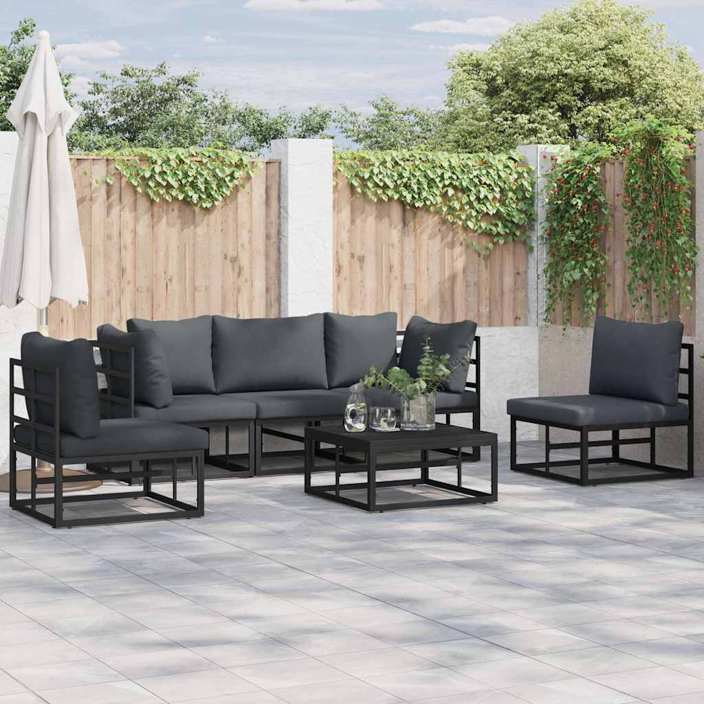 Garden Sofa Set 5 pcs Black Aluminium with table