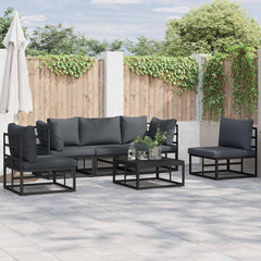Garden Sofa Set 5 pcs Black Aluminium with table