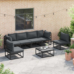 Garden Sofa Set 6 pcs Black Aluminium without table