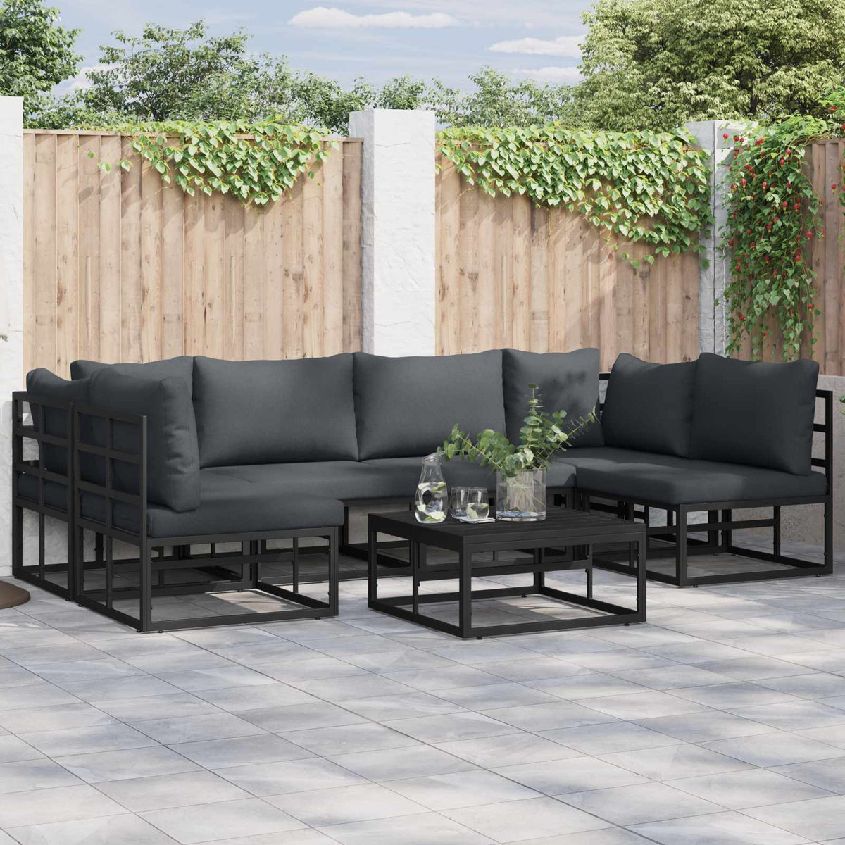 Garden Sofa Black Aluminium table