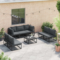 Garden Sofa Set 7 pcs Black Aluminium without table