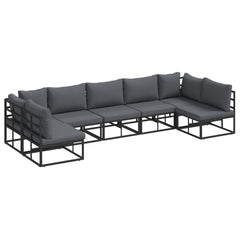 Garden Sofa Set 7 pcs Black Aluminium without table