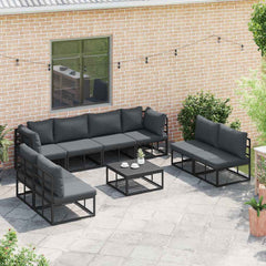 Garden Sofa Set 8 pcs Black Aluminium without table