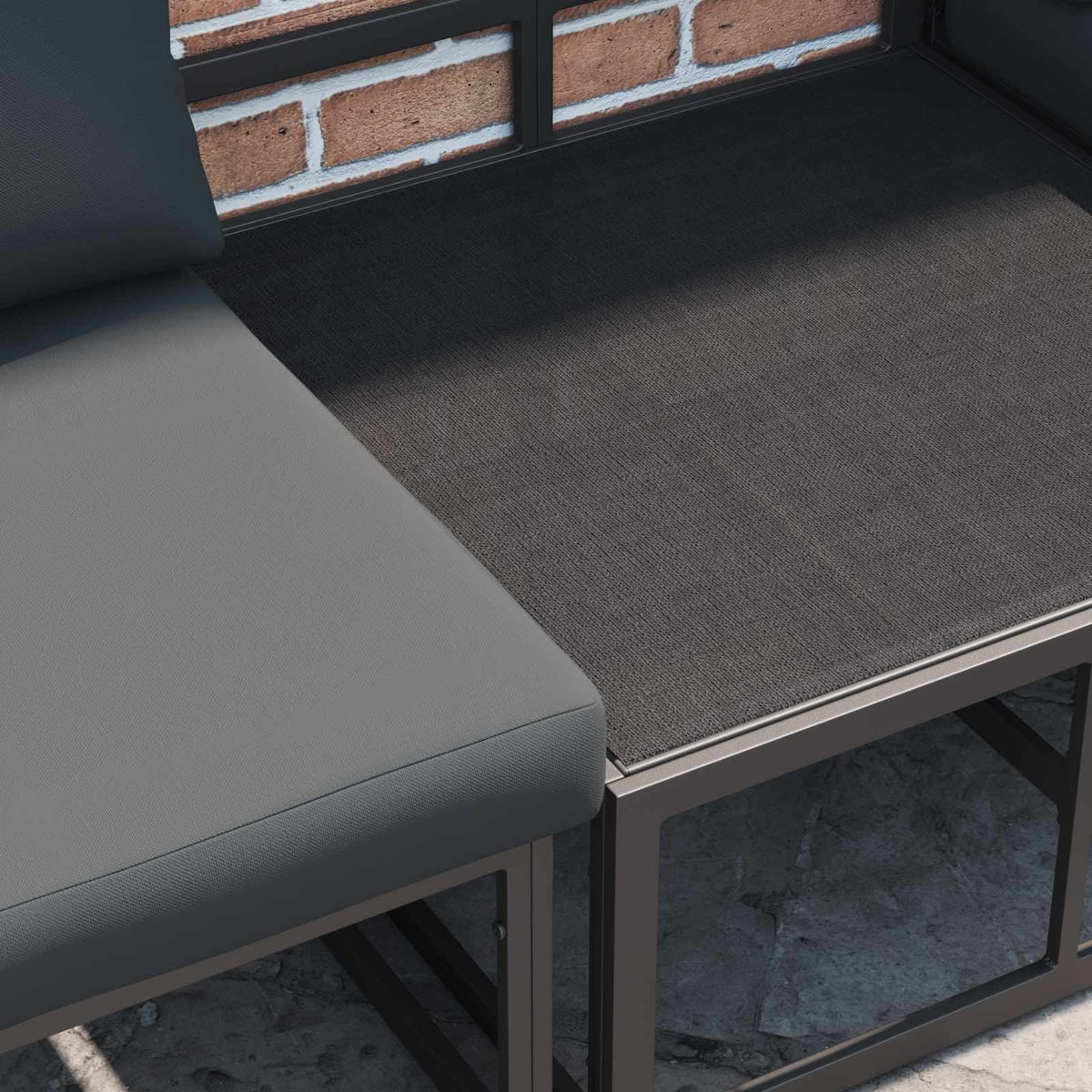 Garden Sofa Black Aluminium without table