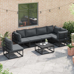Garden Sofa Set 6 pcs Black Aluminium without table