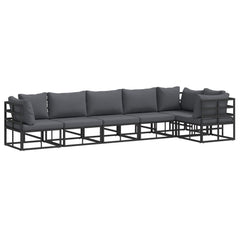 Garden Sofa Set 6 pcs Black Aluminium without table