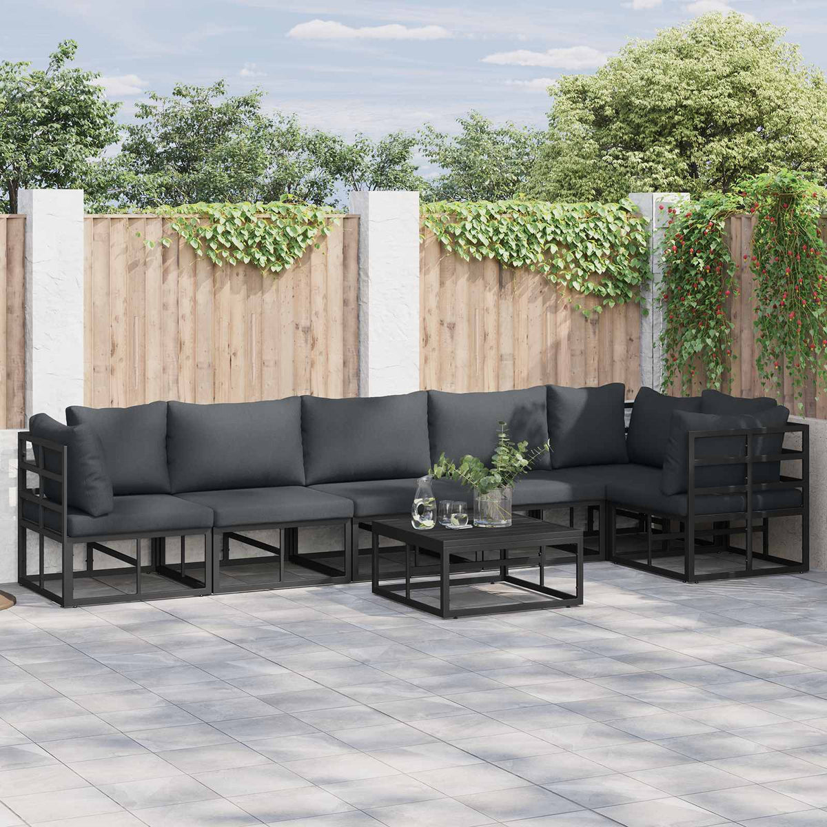 Garden Sofa Black Aluminium table