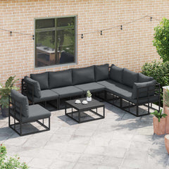 Garden Sofa Set 7 pcs Black Aluminium without table