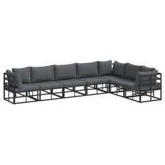 Garden Sofa Set 7 pcs Black Aluminium without table