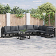 Garden Sofa Set 7 pcs Black Aluminium with table