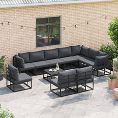Garden Sofa Set 10 pcs Black Aluminium without table