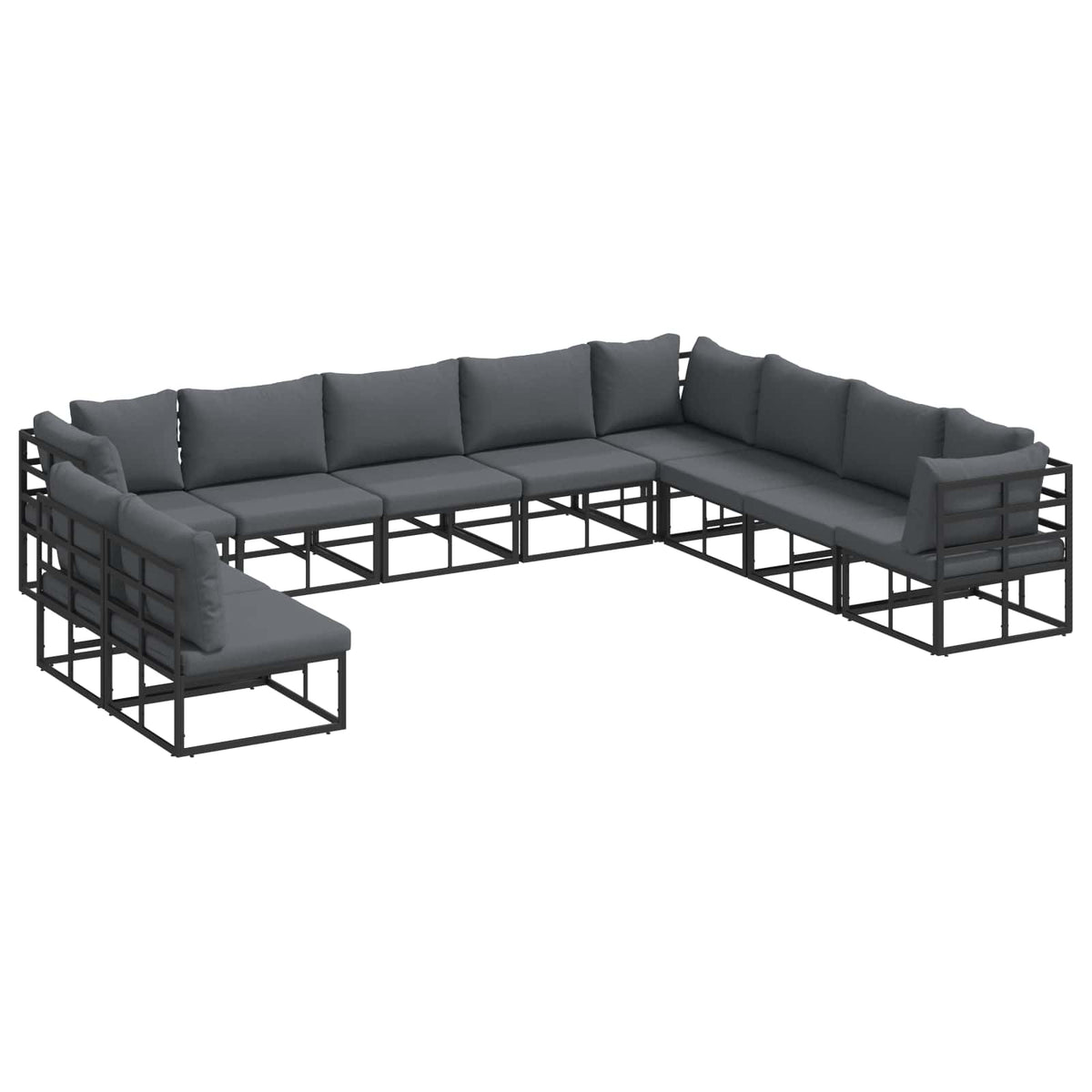 Garden Sofa Set 10 pcs Black Aluminium without table