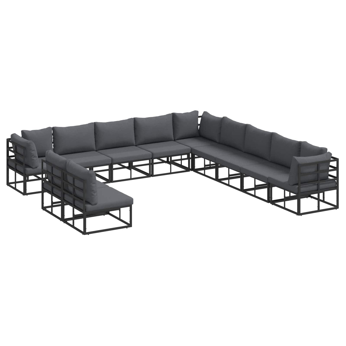 Garden Sofa Set 11 pcs Black Aluminium without table
