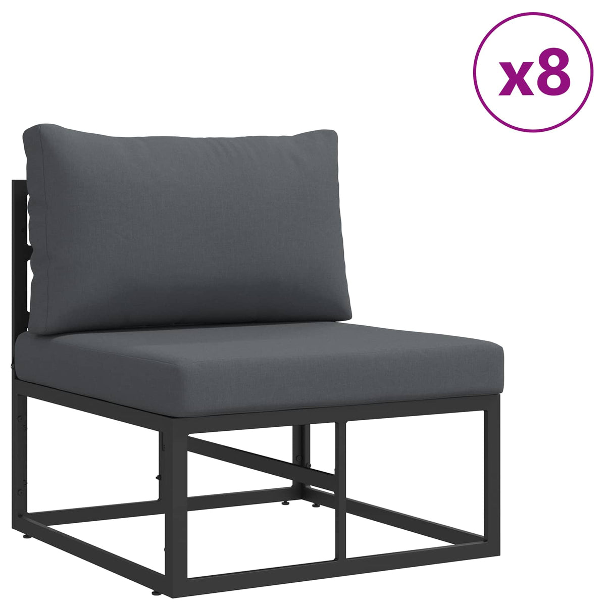Garden Sofa Set 11 pcs Black Aluminium without table