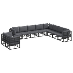 Garden Sofa Set 10 pcs Black Aluminium without table