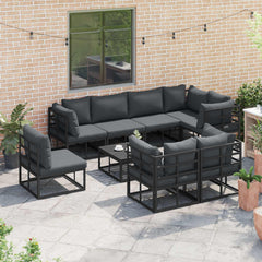 Garden Sofa Set 8 pcs Black Aluminium without table