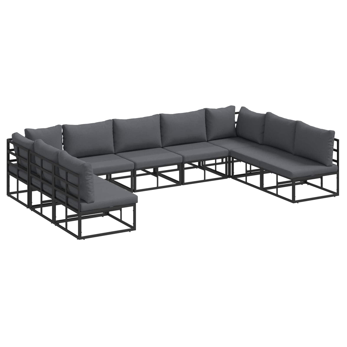 Garden Sofa Set 9 pcs Black Aluminium without table