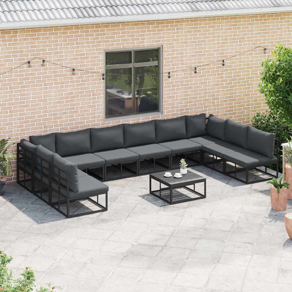 Garden Sofa Set 10 pcs Black Aluminium without table