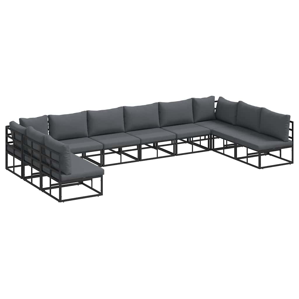 Garden Sofa Set 10 pcs Black Aluminium without table