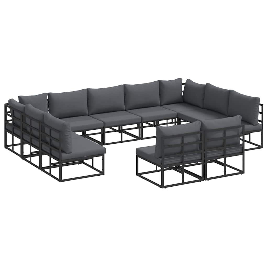 Garden Sofa Set 11 pcs Black Aluminium without table