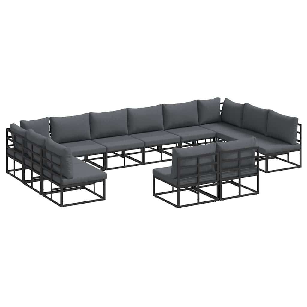 Garden Sofa Set 12 pcs Black Aluminium without table