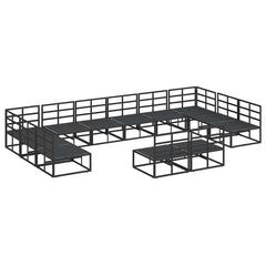 Garden Sofa Set 12 pcs Black Aluminium without table