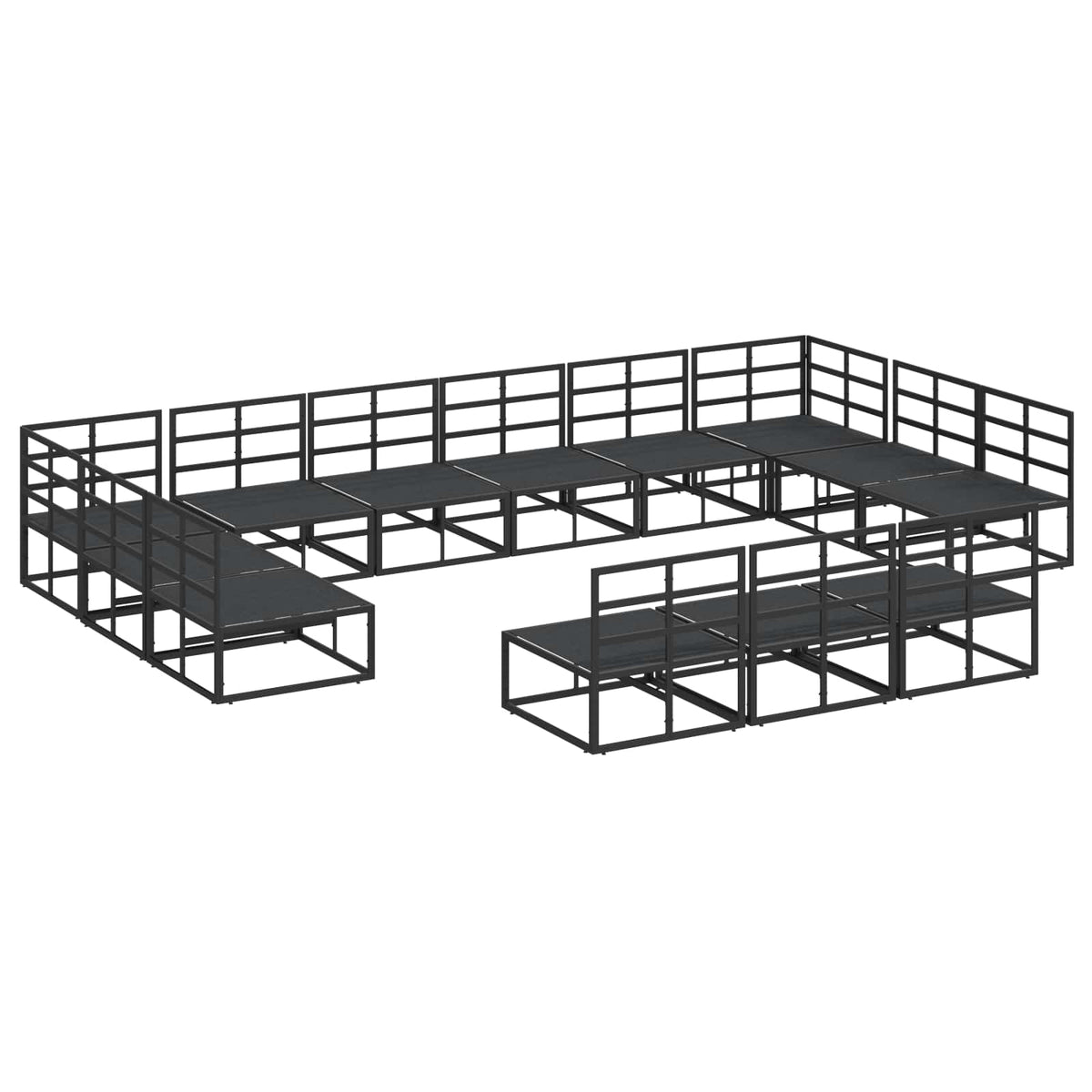 Garden Sofa Set 13 pcs Black Aluminium without table