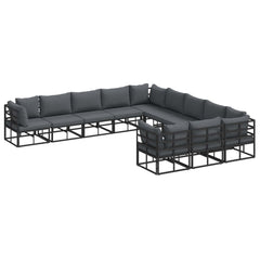 Garden Sofa Set 11 pcs Black Aluminium without table
