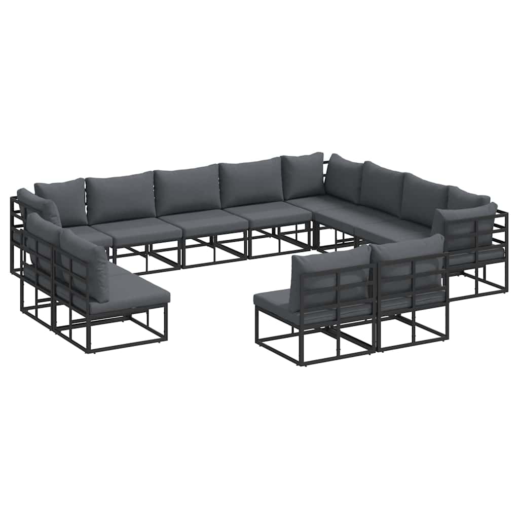Garden Sofa Set 12 pcs Black Aluminium without table
