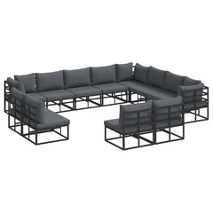 Garden Sofa Set 12 pcs Black Aluminium without table
