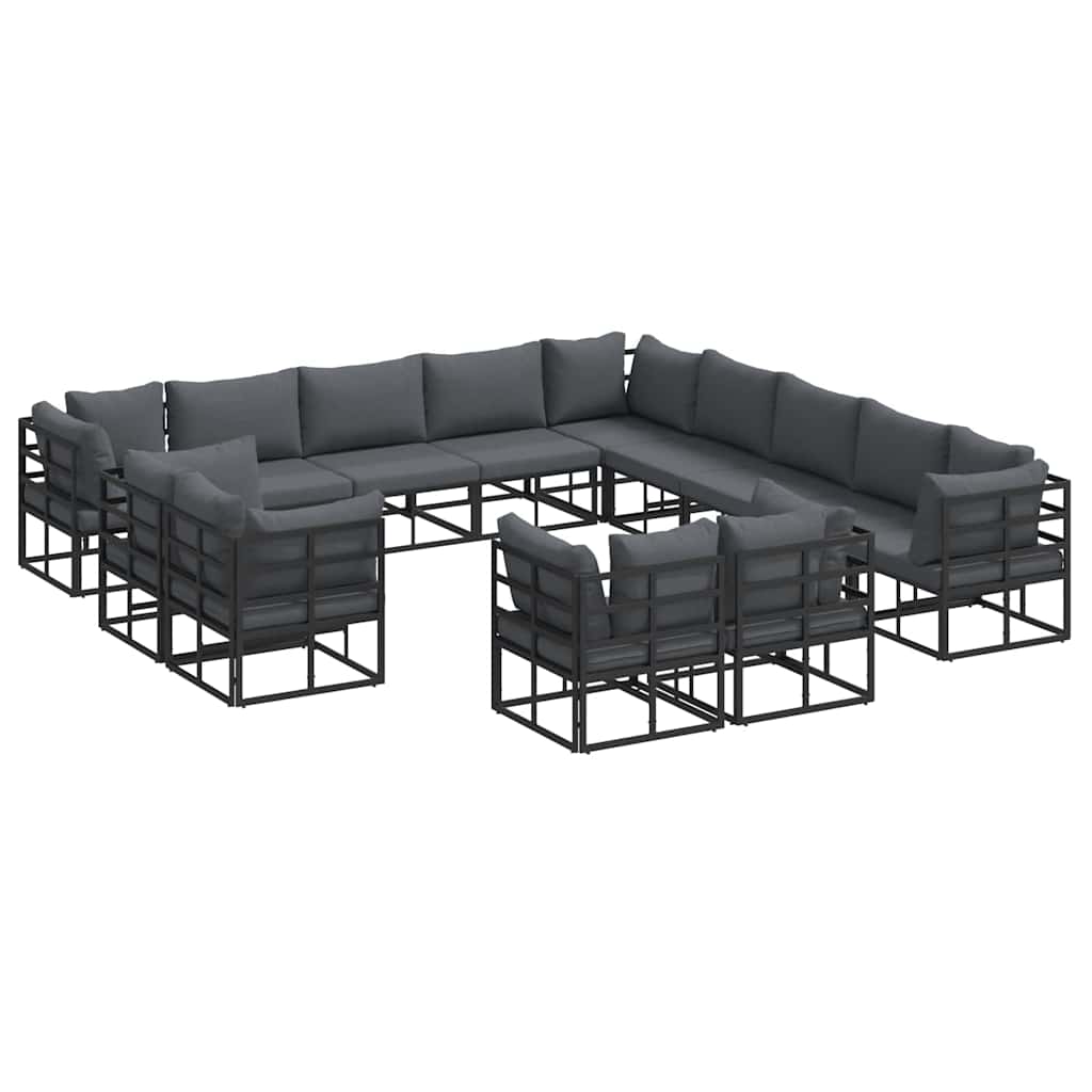 Garden Sofa Set 13 pcs Black Aluminium without table