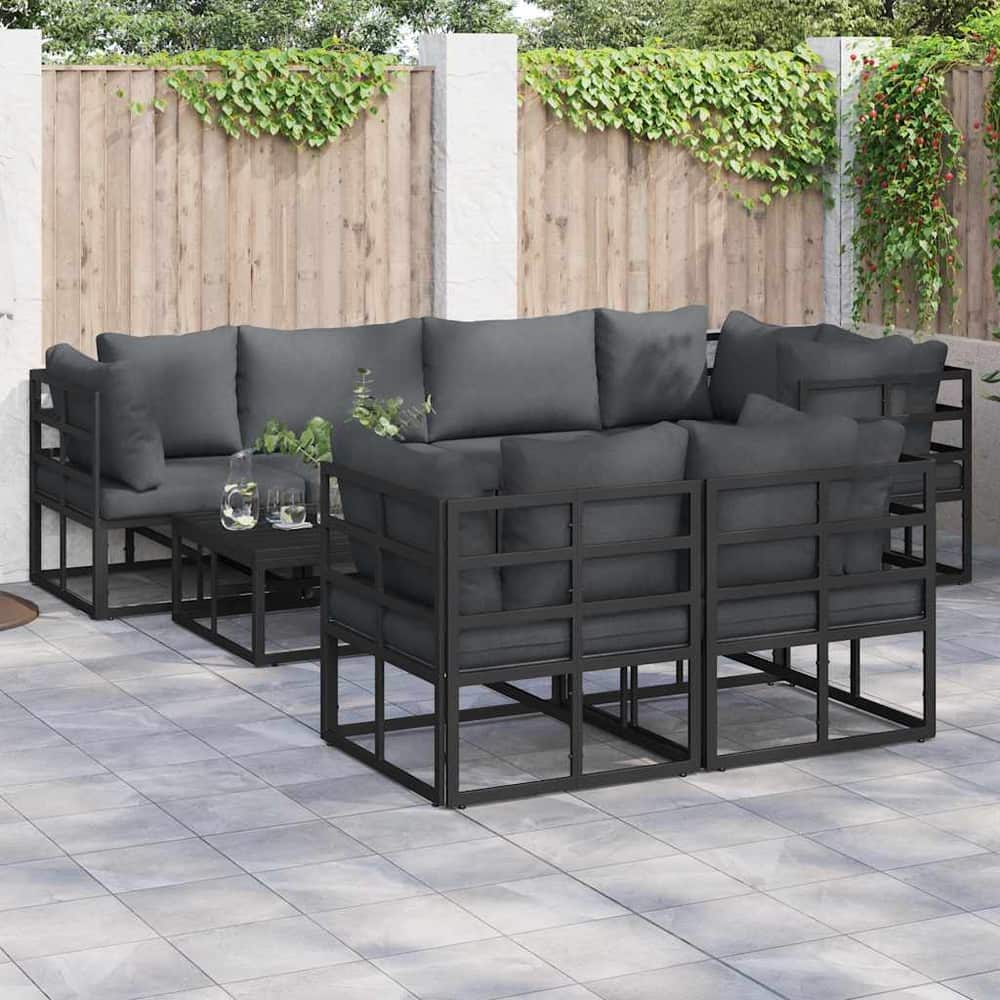 vidaXL Garden Sofa Set 7 pcs Black Steel 1