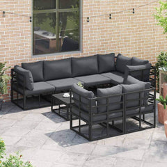 vidaXL Garden Sofa Set 7 pcs Black Steel 4