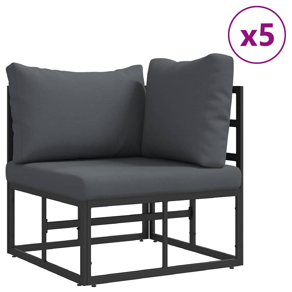 vidaXL Garden Sofa Set 7 pcs Black Steel 3