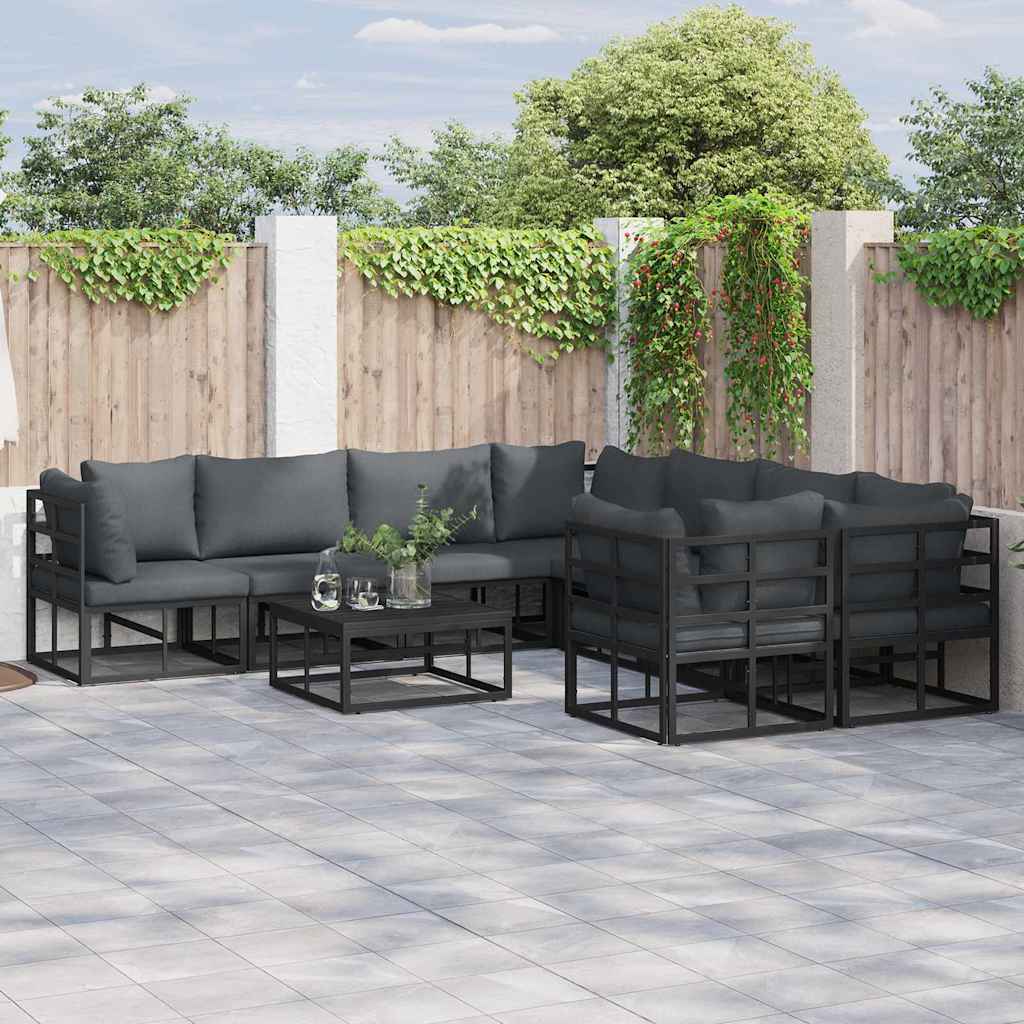 vidaXL Garden Sofa Set 8 pcs Black Steel 1