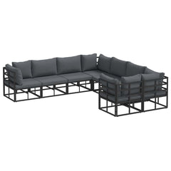 vidaXL Garden Sofa Set 8 pcs Black Steel 2