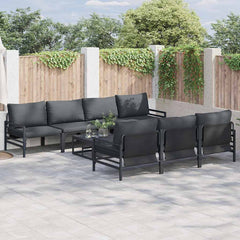 vidaXL Garden Sofa Set 8 pcs Black Steel 1