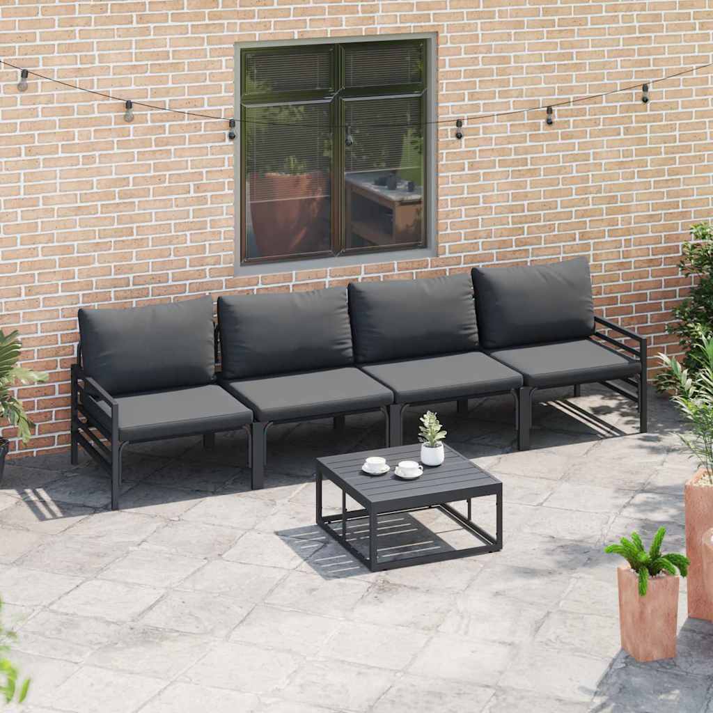Garden Sofa Set 5 pcs Black Steel without table