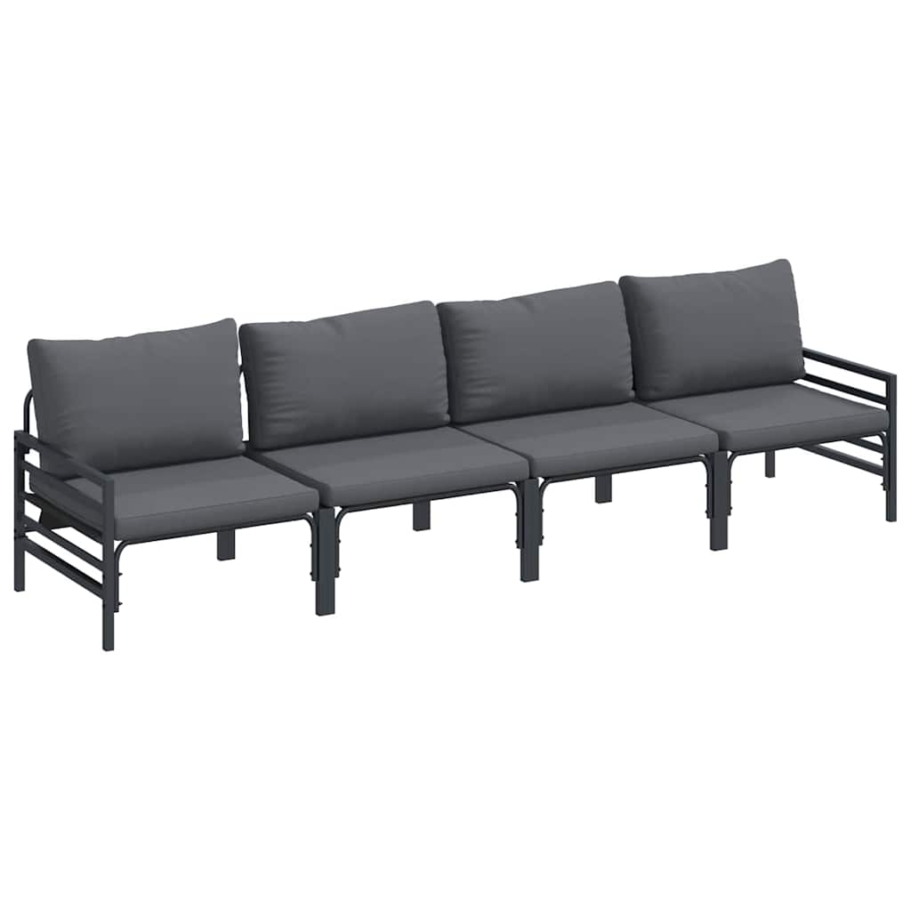 Garden Sofa Set 5 pcs Black Steel without table