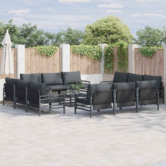 Garden Sofa Set 12 pcs Black Steel without table