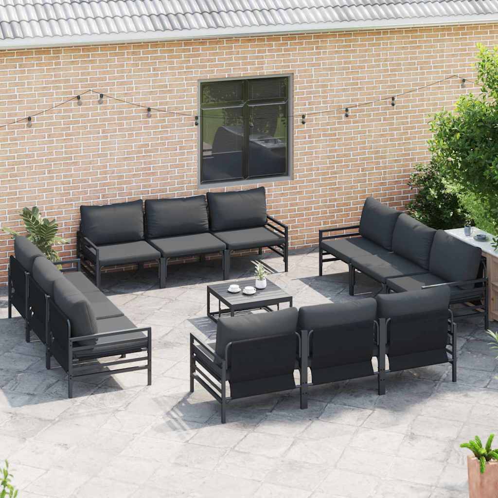 Garden Sofa Set 12 pcs Black Steel without table