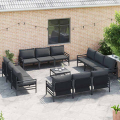 Garden Sofa Set 12 pcs Black Steel without table