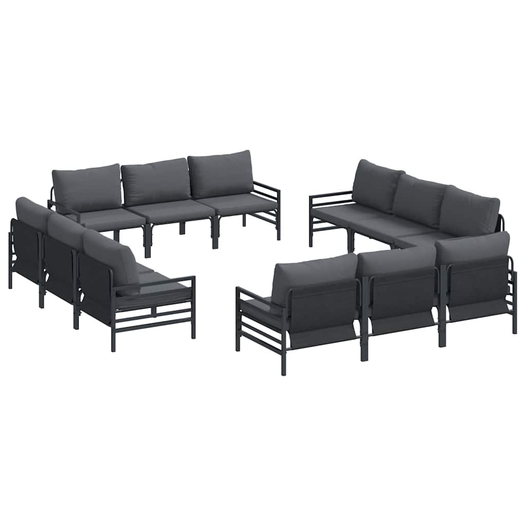 Garden Sofa Set 12 pcs Black Steel without table