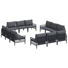 Garden Sofa Set 12 pcs Black Steel without table
