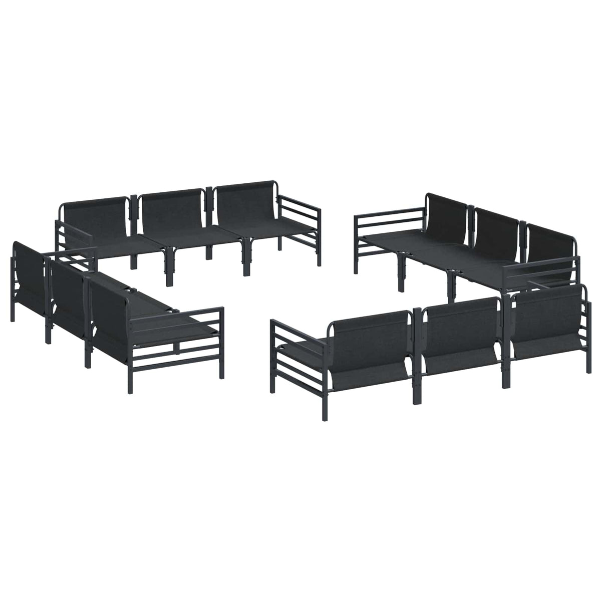 Garden Sofa Set 12 pcs Black Steel without table