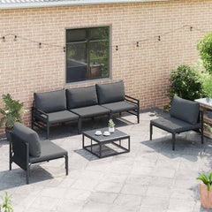 Garden Sofa Set 5 pcs Black Steel without table
