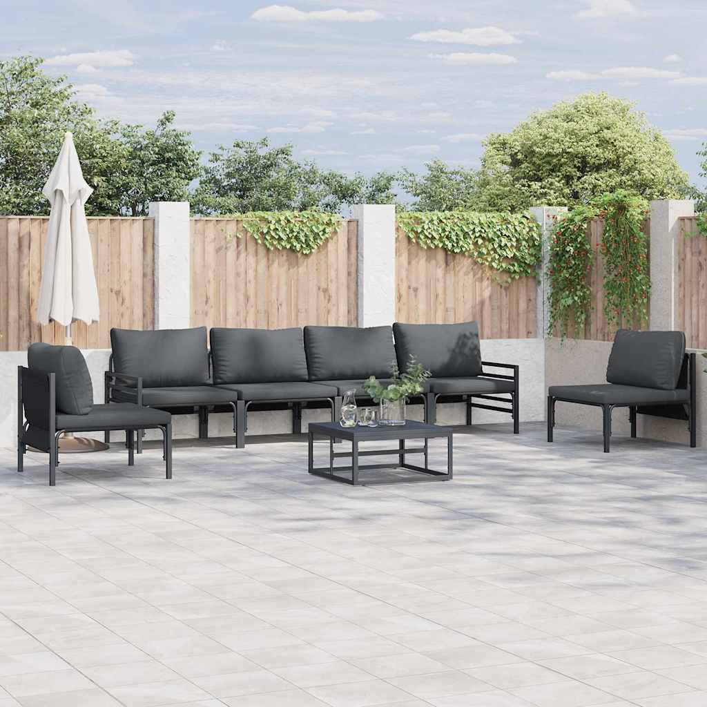 Garden Sofa Set 6 pcs Black Steel without table