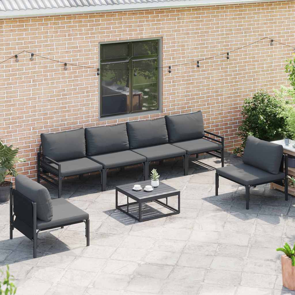 Garden Sofa Set 6 pcs Black Steel without table