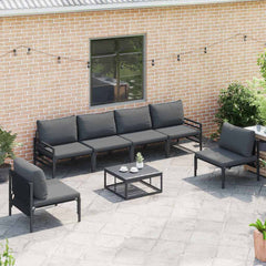 Garden Sofa Set 6 pcs Black Steel without table